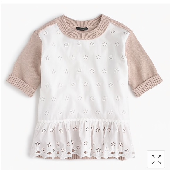 J. Crew Tops - J. Crew Colorblock Eyelet Peplum Sweater
